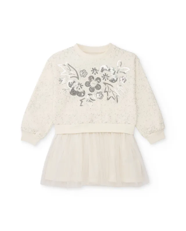 Tuc Tuc vestito bambina tulle ricamato bianco