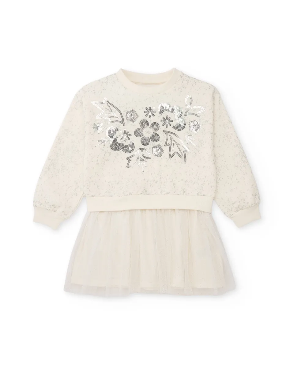 Tuc Tuc vestito bambina tulle ricamato bianco