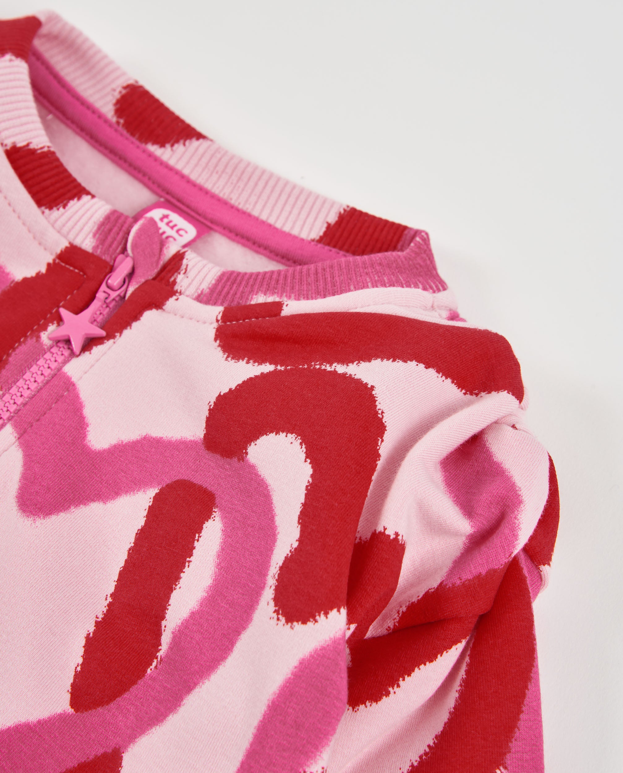 Tuc tuc felpa bambina zip rosa stampa cuori pile