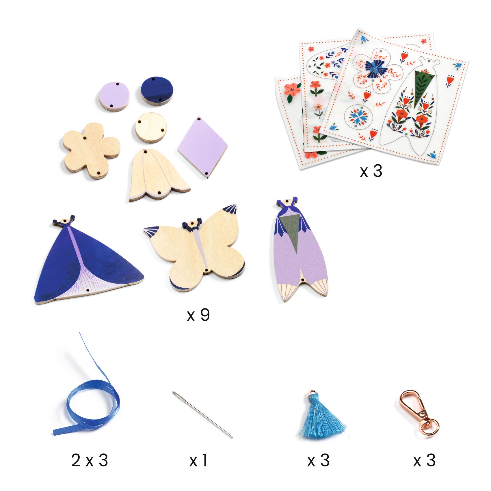 Djeco Do It Yourself Butterflies kit portachiavi legno 3 pezzi