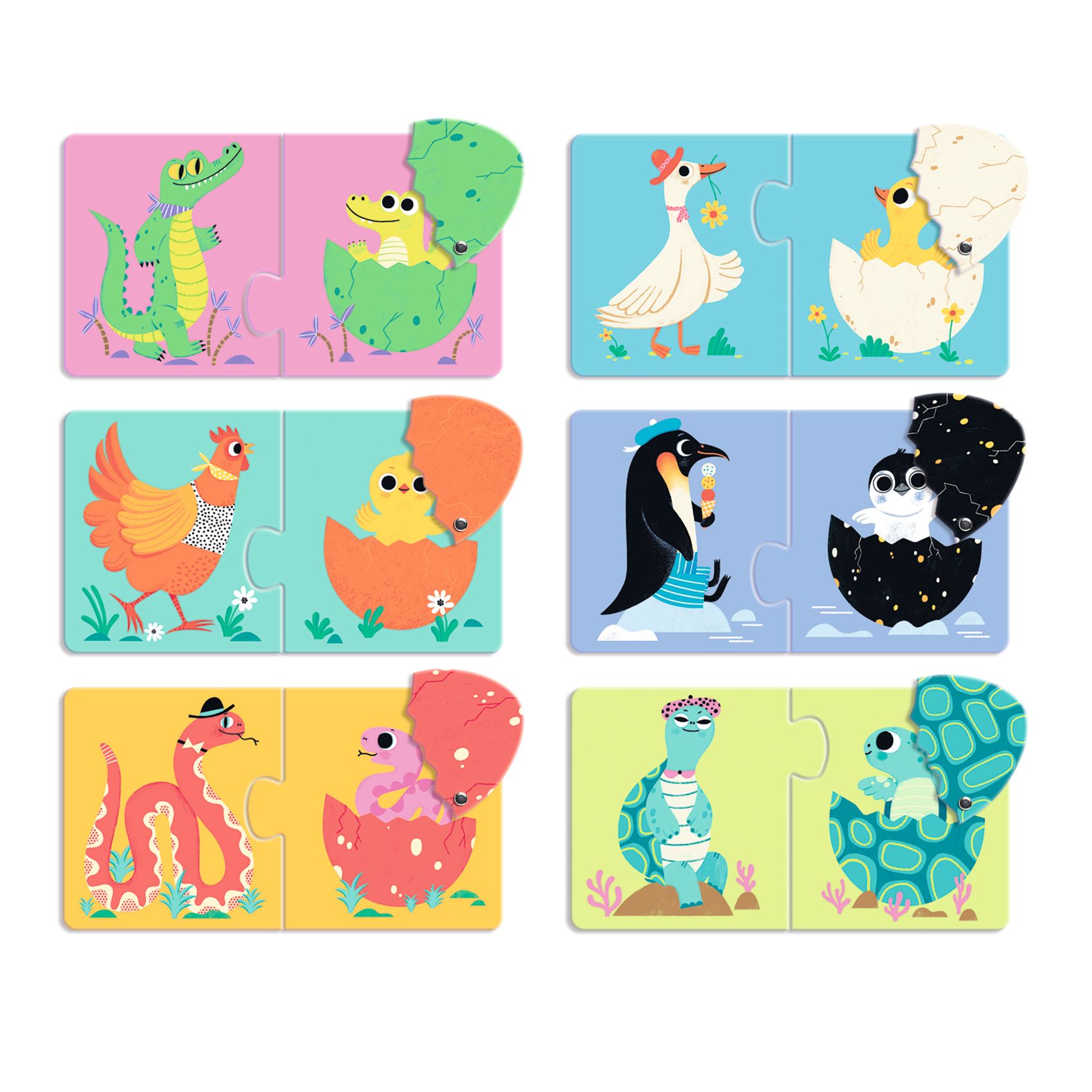 Djeco Funny Eggs Duo puzzle uova animali dai 2 anni FSC