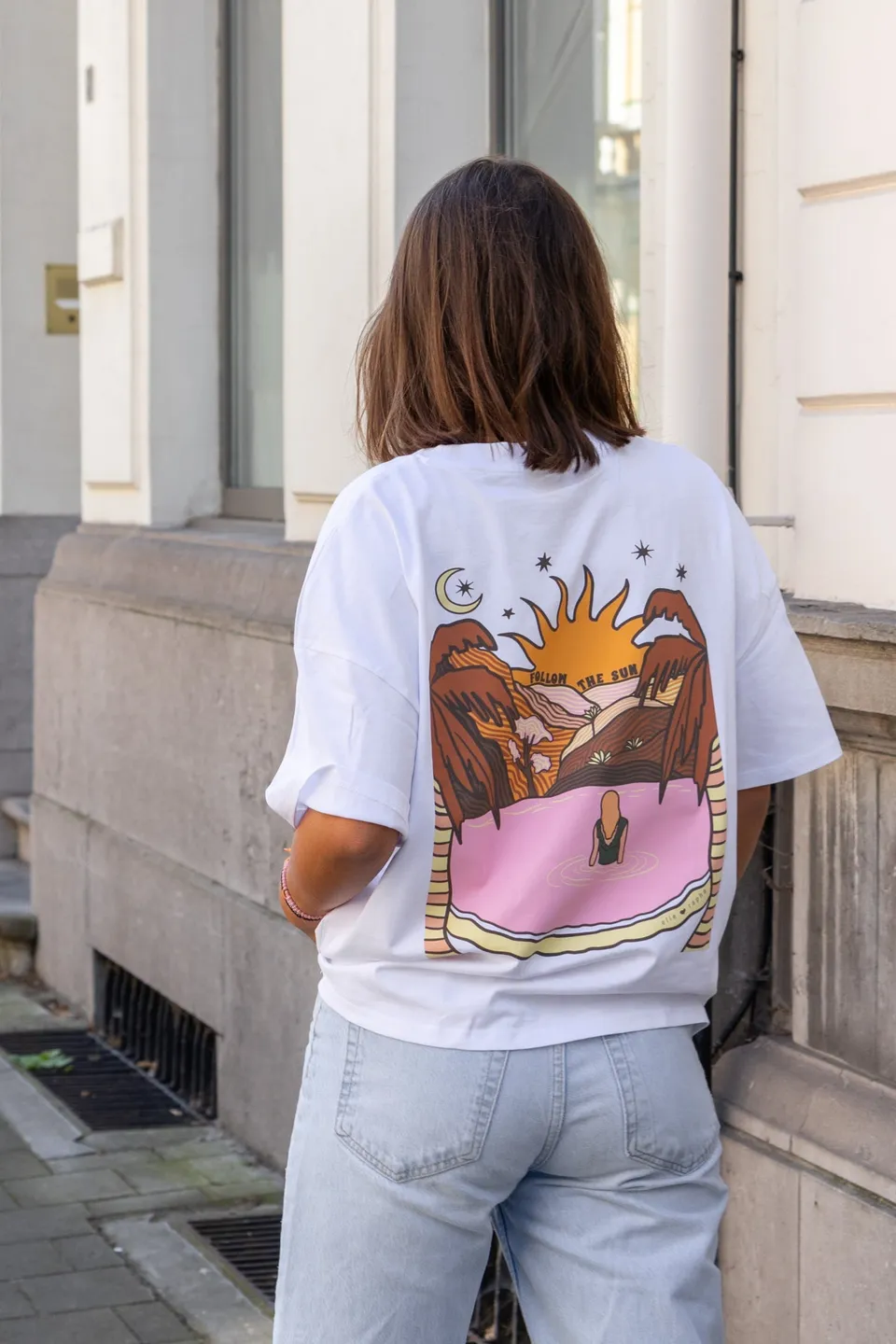Ella and Rapha Follow the Sun t-shirt donna bianca