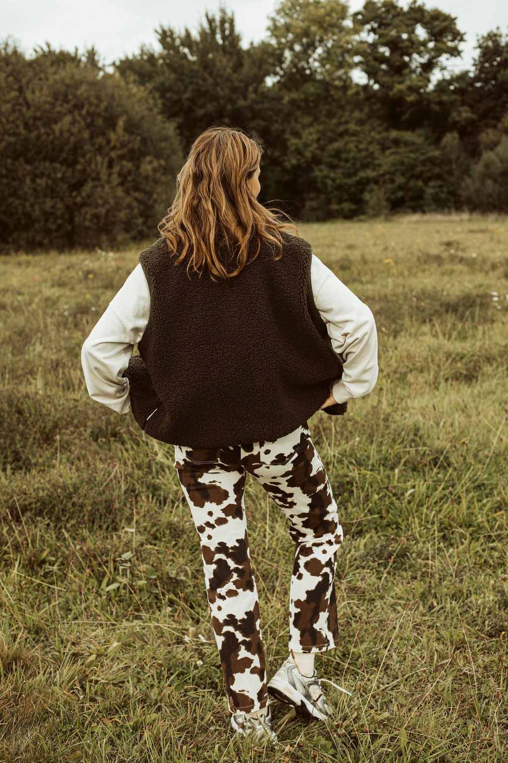 Ella and Rapha Moon gilet teddy kaki pile donna