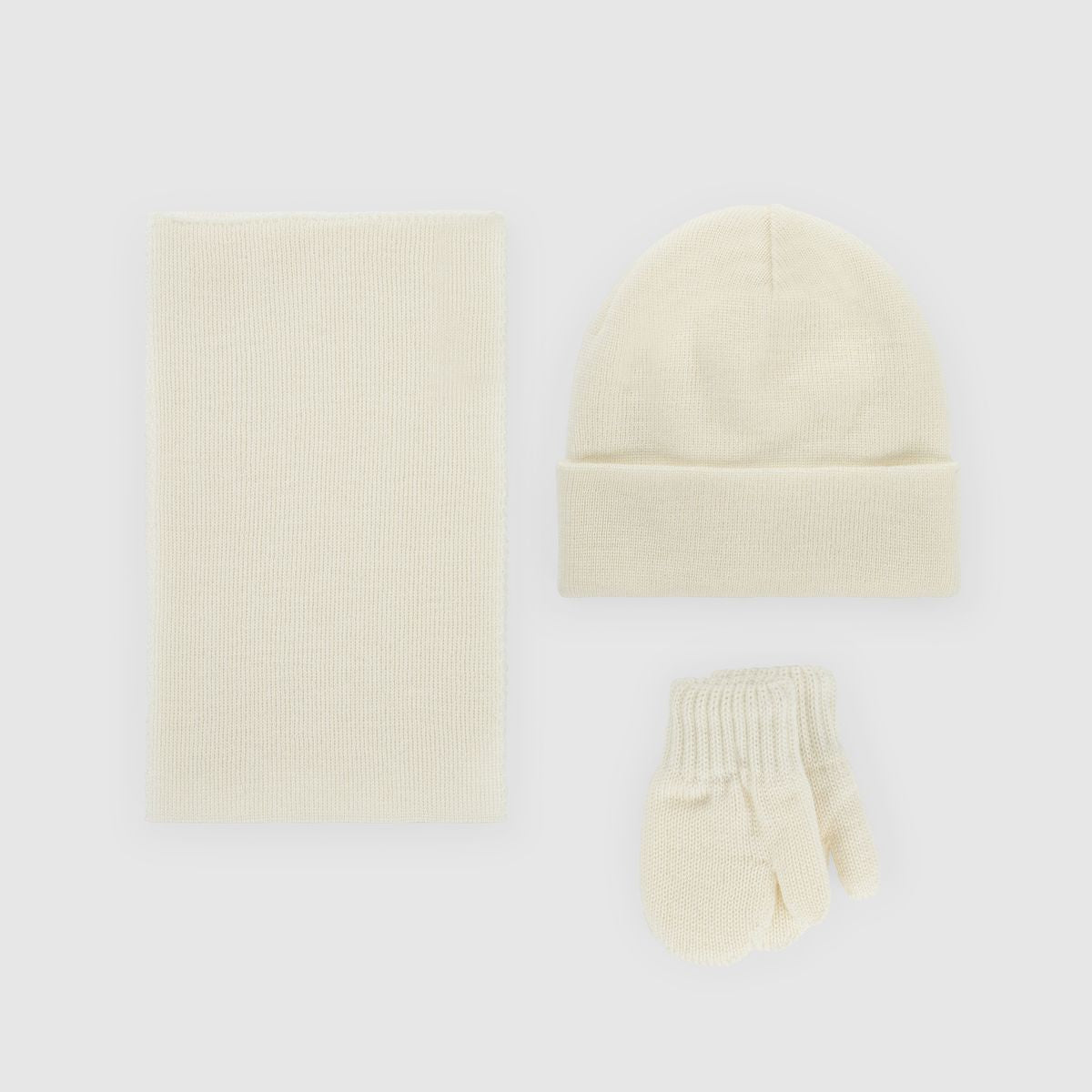Kico Label set merino cappello guanti sciarpa beige 12-24 mesi