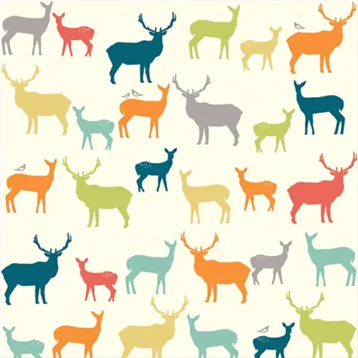 Birch Fabrics Elk Grove Elk Family Multi tessuto cotone bio