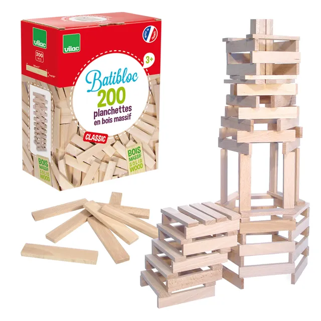 Vilac Batibloc Classic set costruzioni 200 listelli legno