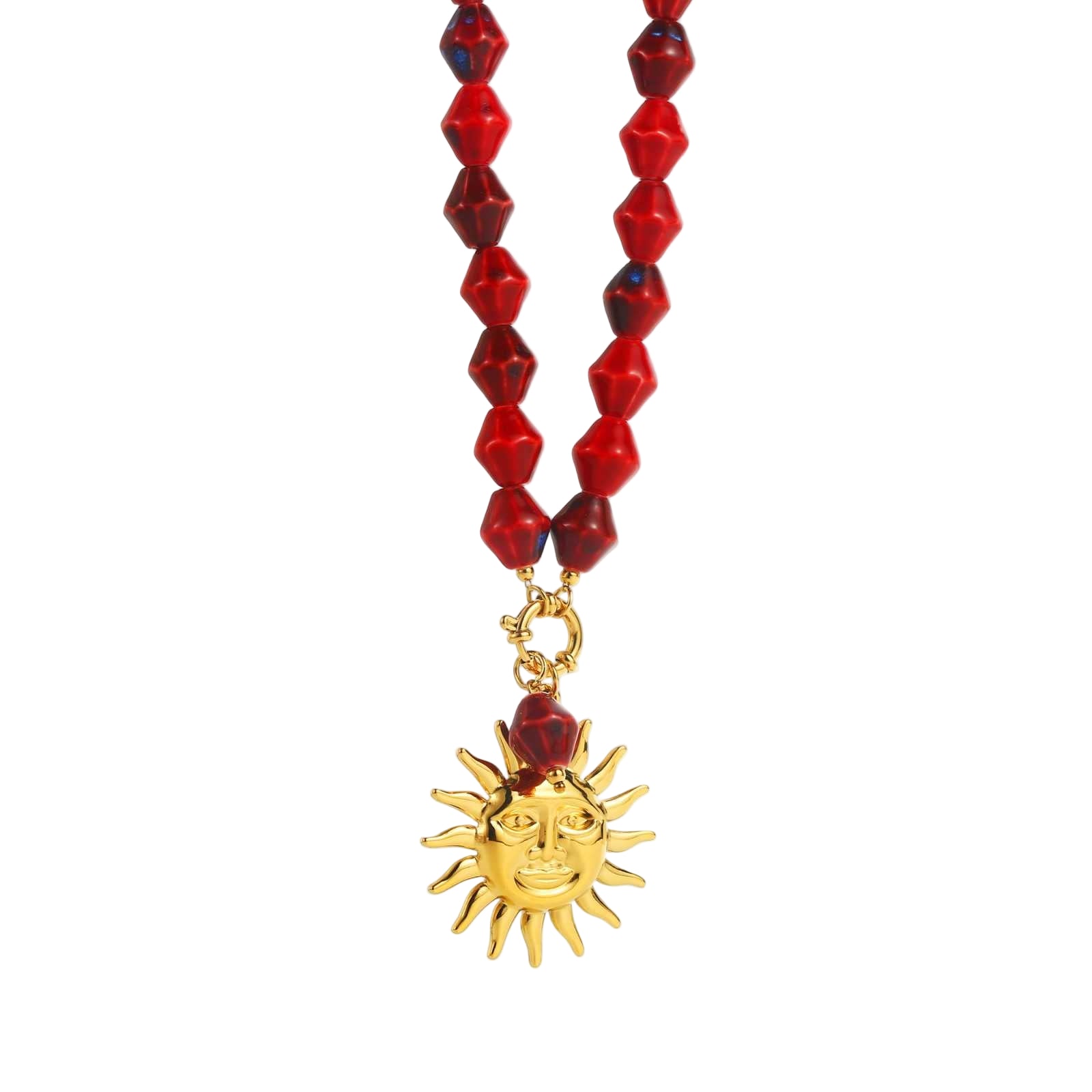 Ella and Rapha Sun collana burgundy acciaio inox