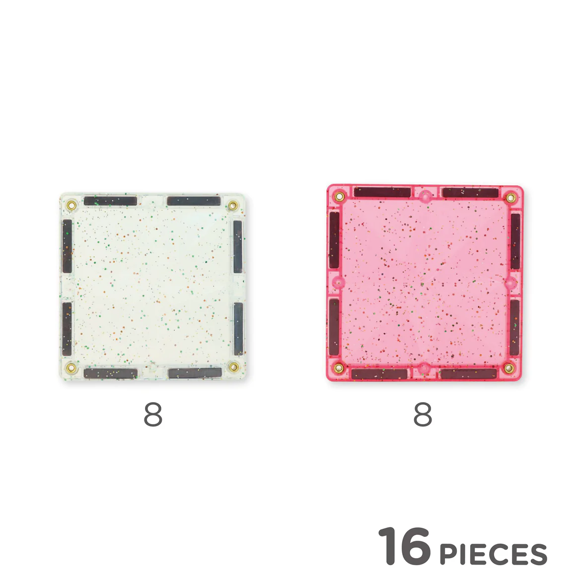 Cleverclixx Glitter Tiles 16 pezzi costruzioni magnetiche rosa