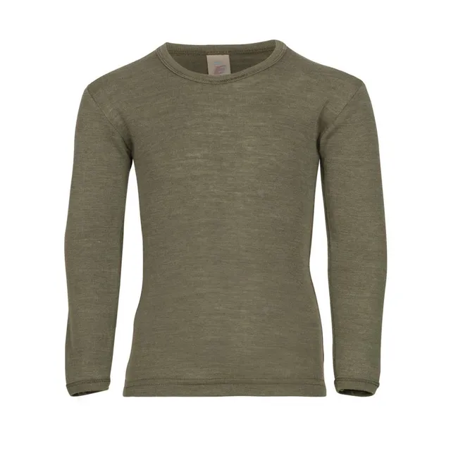 Engel Nature Olive maglia lana seta manica lunga