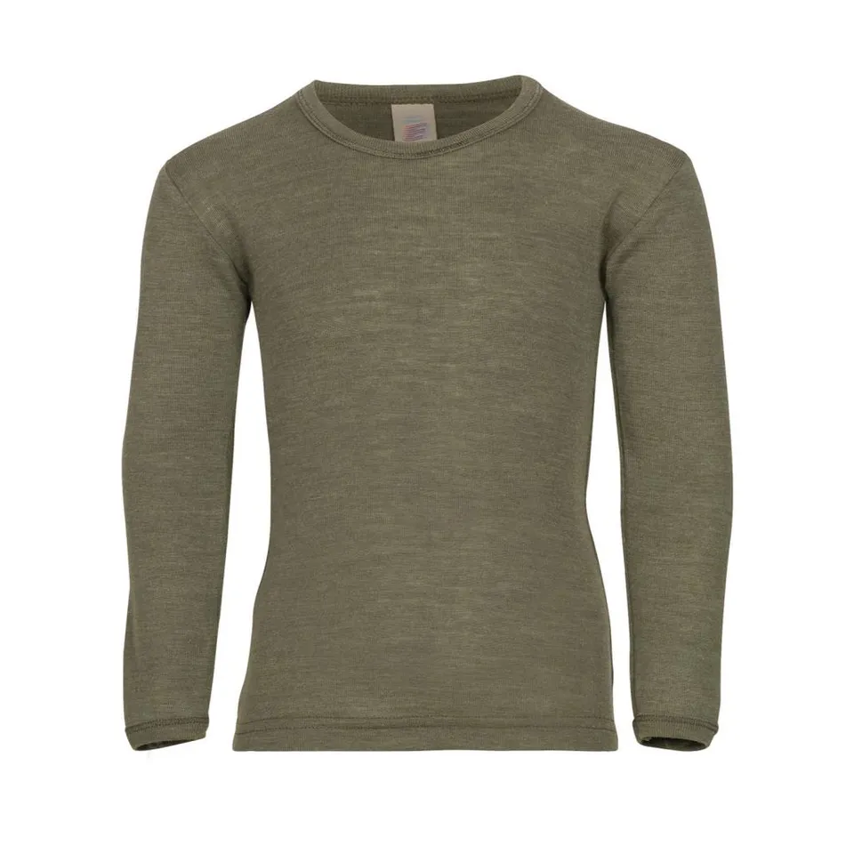 Engel Nature Olive maglia lana seta manica lunga