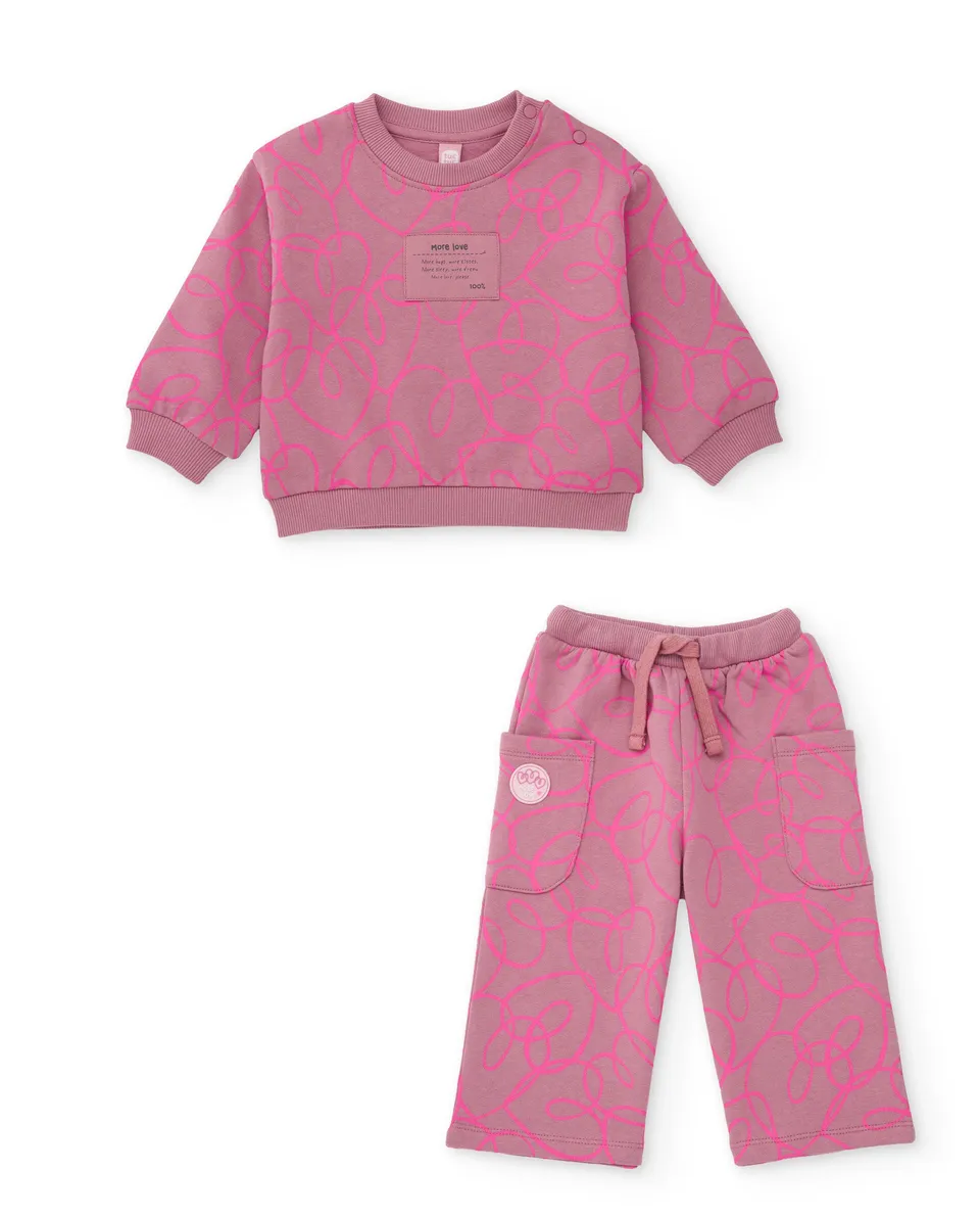 Tuc tuc tuta felpa bambina rosa con stampa