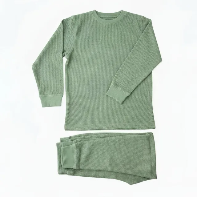 Slugs & Snails Sage Green pigiama cotone waffle verde salvia