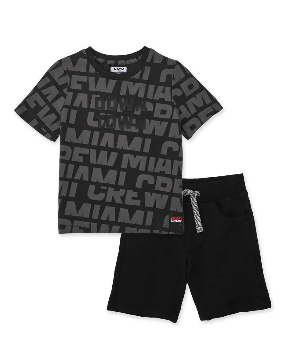Tuc Tuc Completo Bambino Nero Maglia e Bermuda