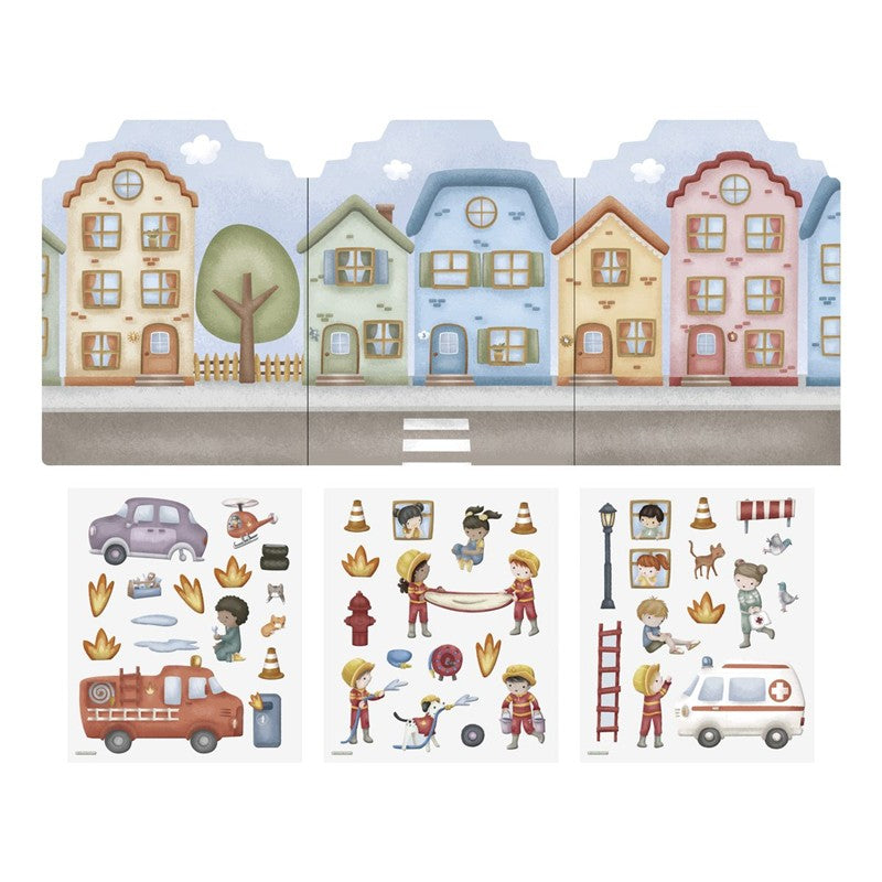 Little Dutch Bomberos libro stickers riusabile bimbi