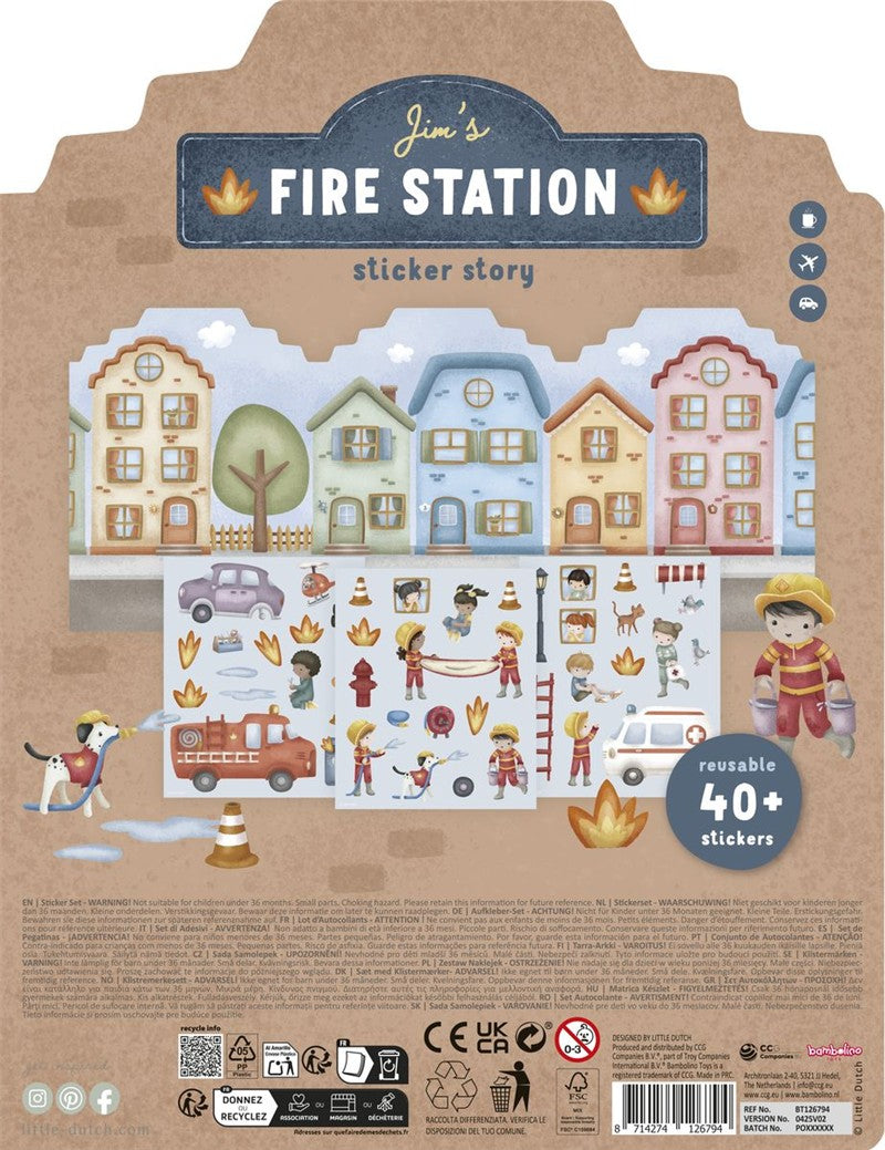 Little Dutch Bomberos libro stickers riusabile bimbi