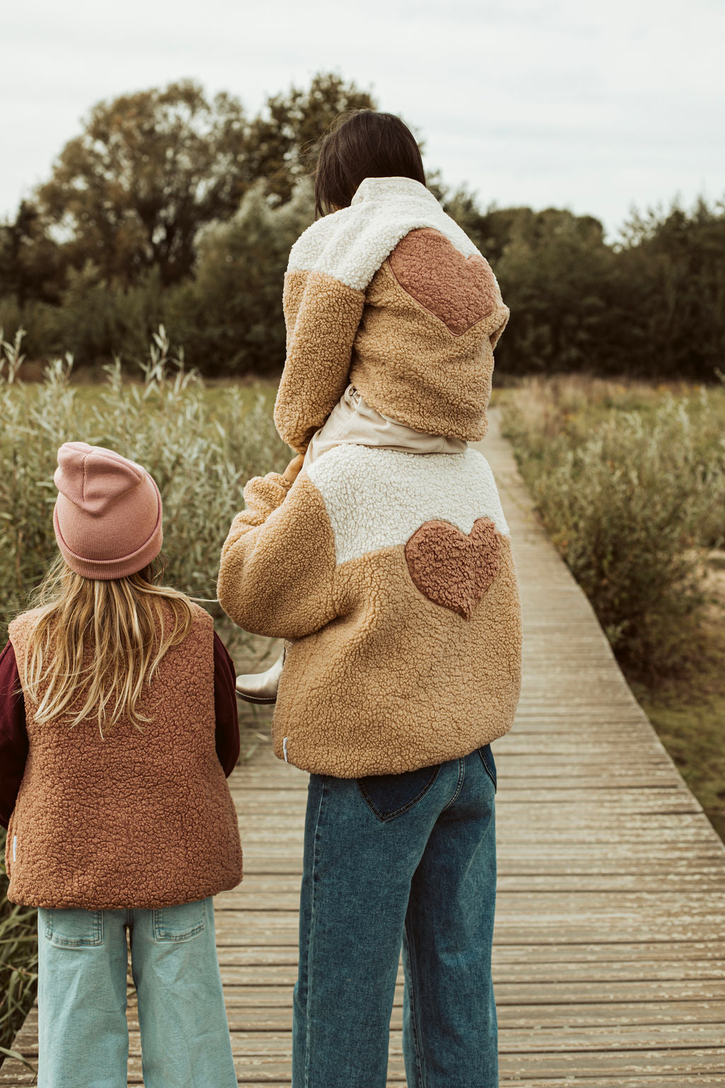 Ella and Rapha Heart giacca teddy donna cranberry pile