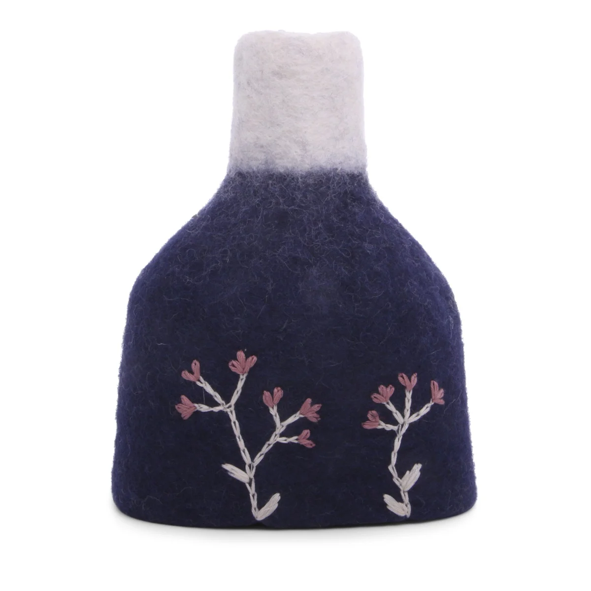 Gry & Sif vaso feltro blu portavaso lana con vetro