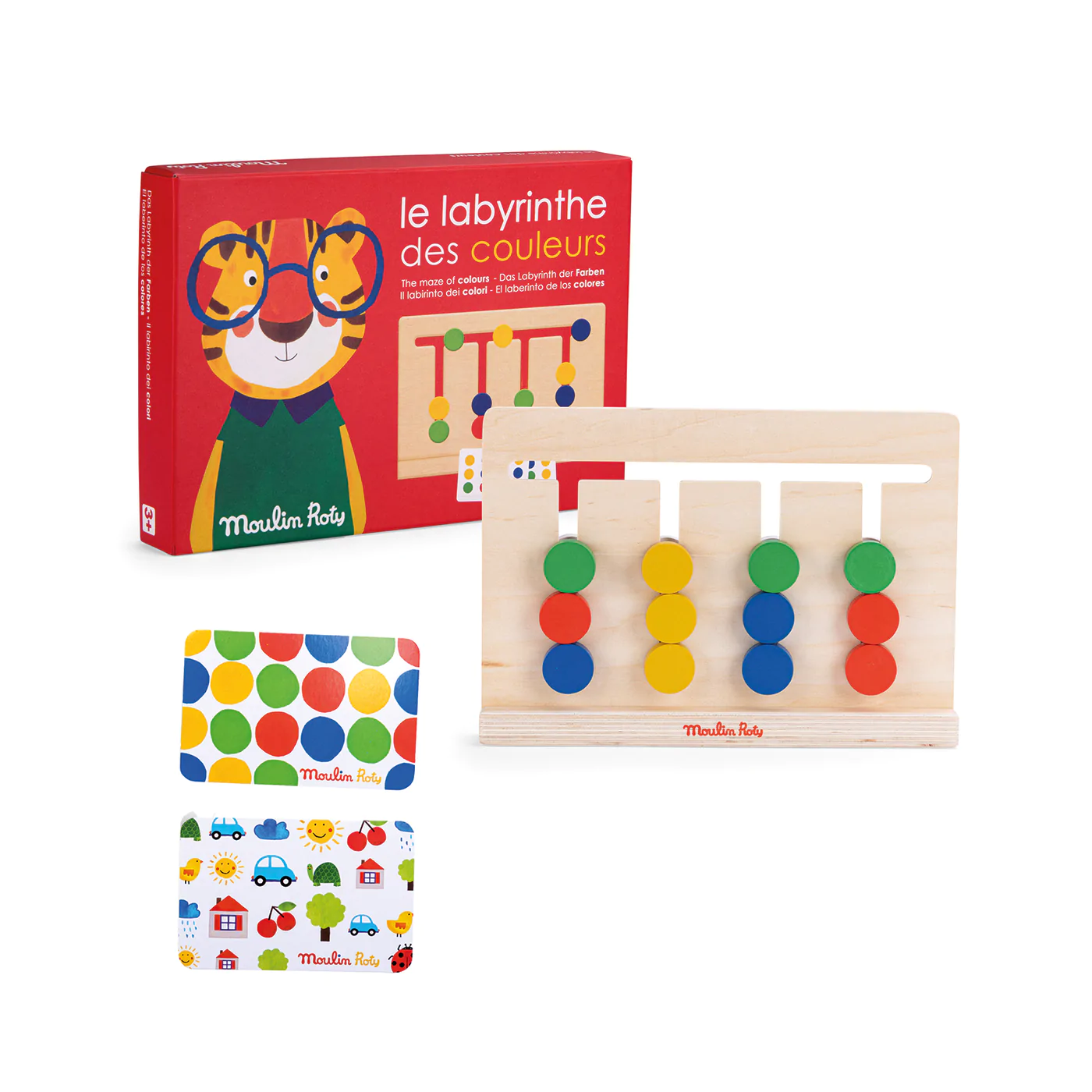 Moulin Roty Les Popipop Labirinto Colori Gioco Legno 36 Carte