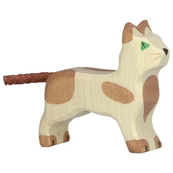 Holztiger gatto pezzato figura animale in legno