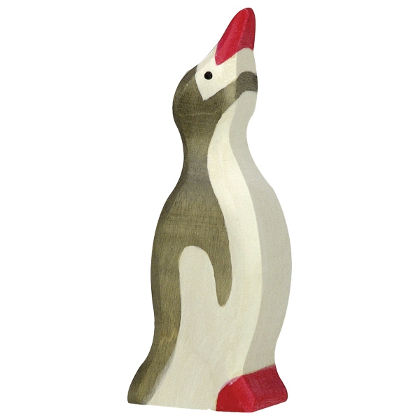 Holztiger Pinguino Piccolo Testa Su Figura in Legno 8,5 cm