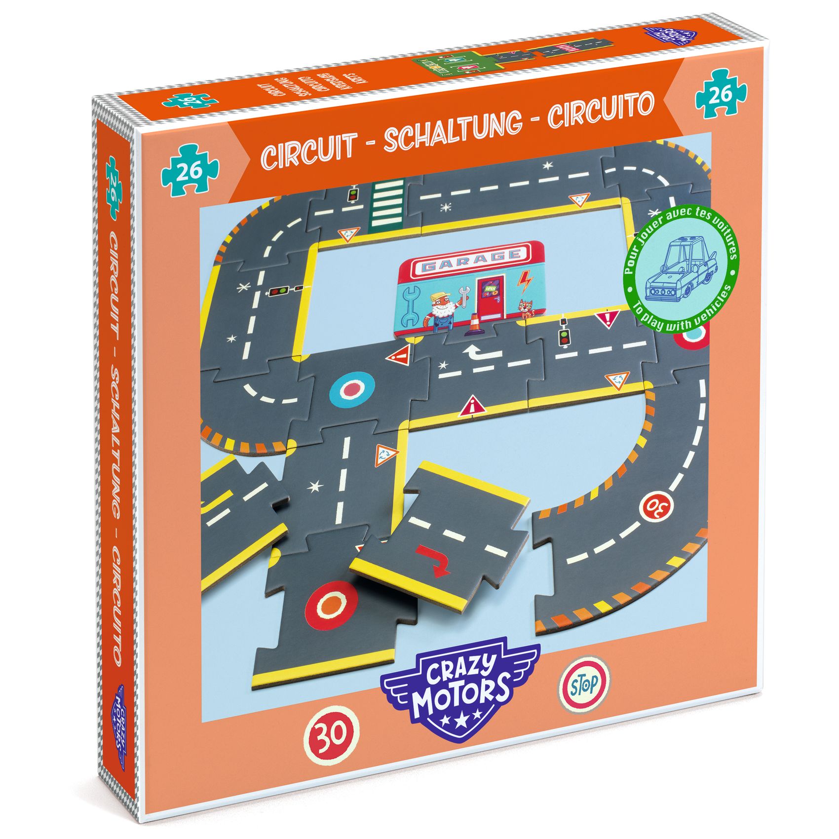 Djeco Crazy Motors Univers puzzle pista 26 pezzi dai 4 anni