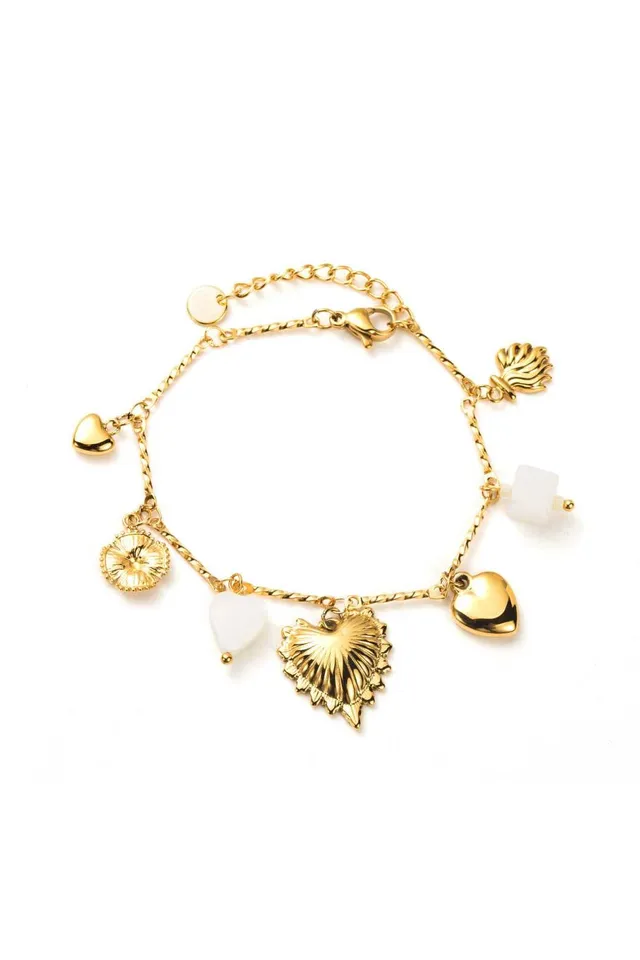 Ella and Rapha Heart bracciale charm bianco acciaio inox