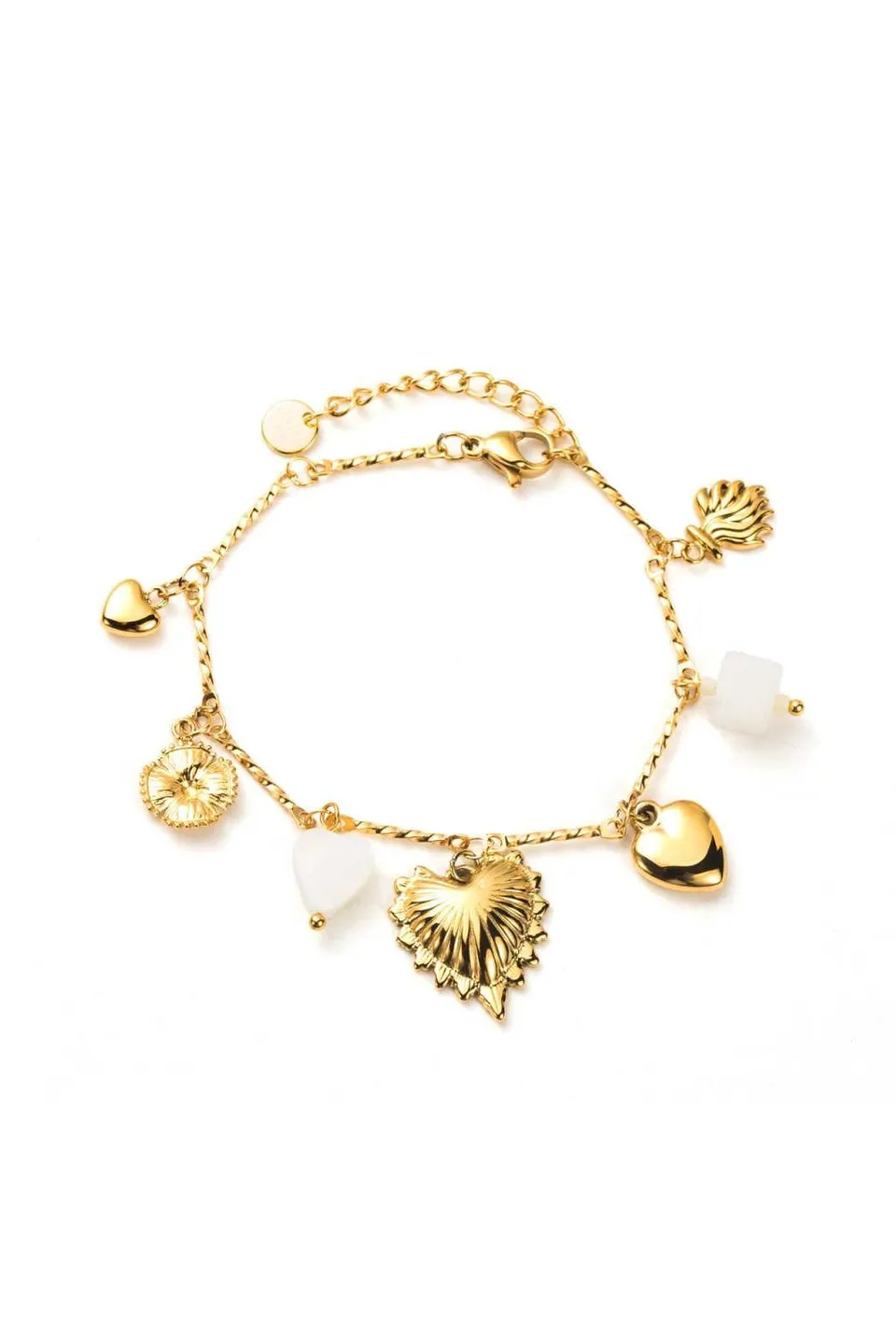 Ella and Rapha Heart bracciale charm bianco acciaio inox