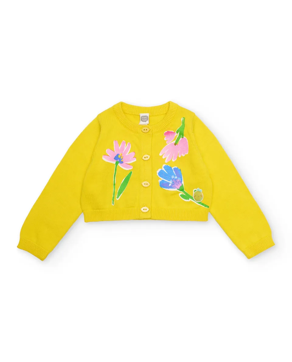 Tuc Tuc cardigan bambina giallo fiori bottoni