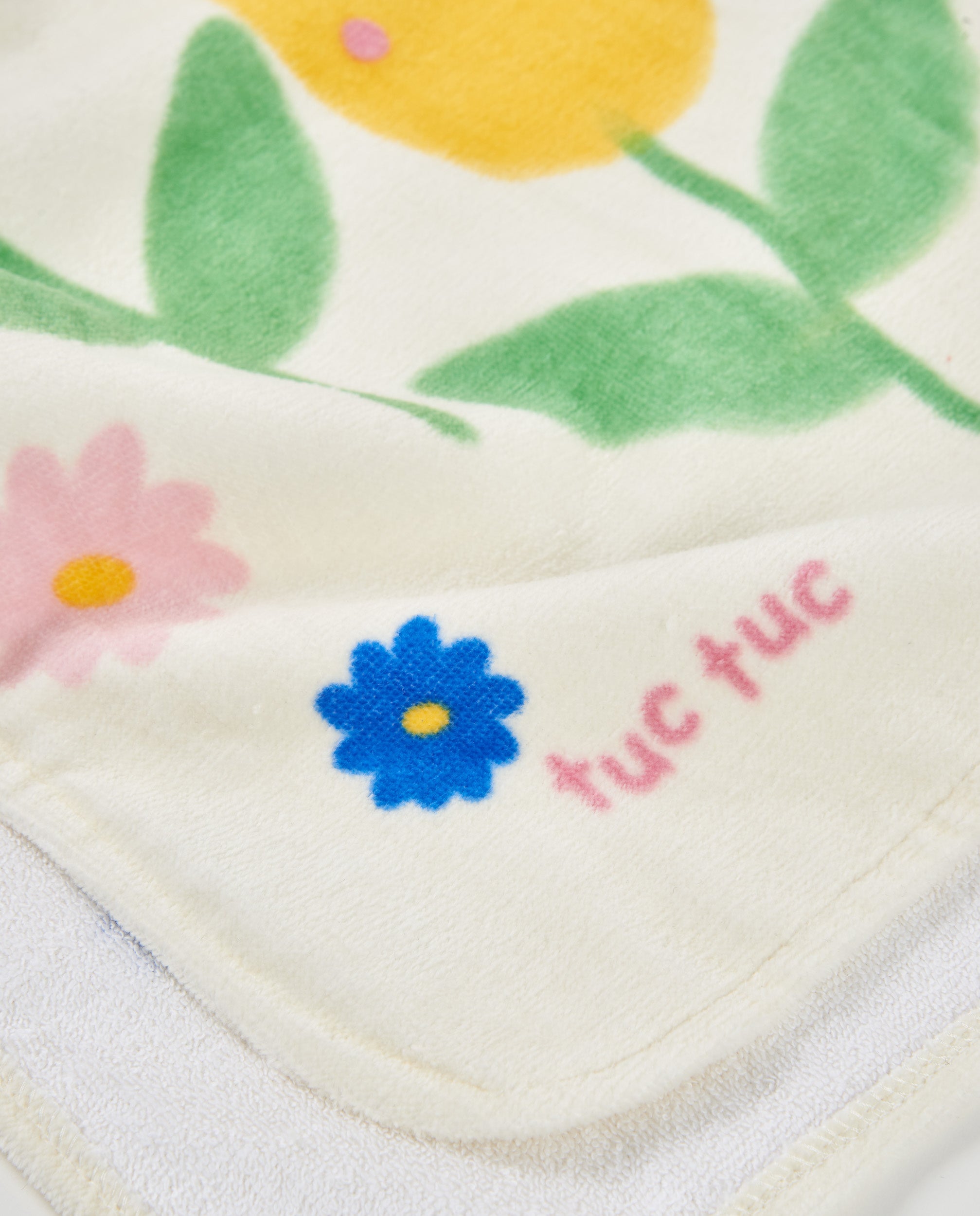 Tuc Tuc poncho mare neonata giallo cappuccio fiori