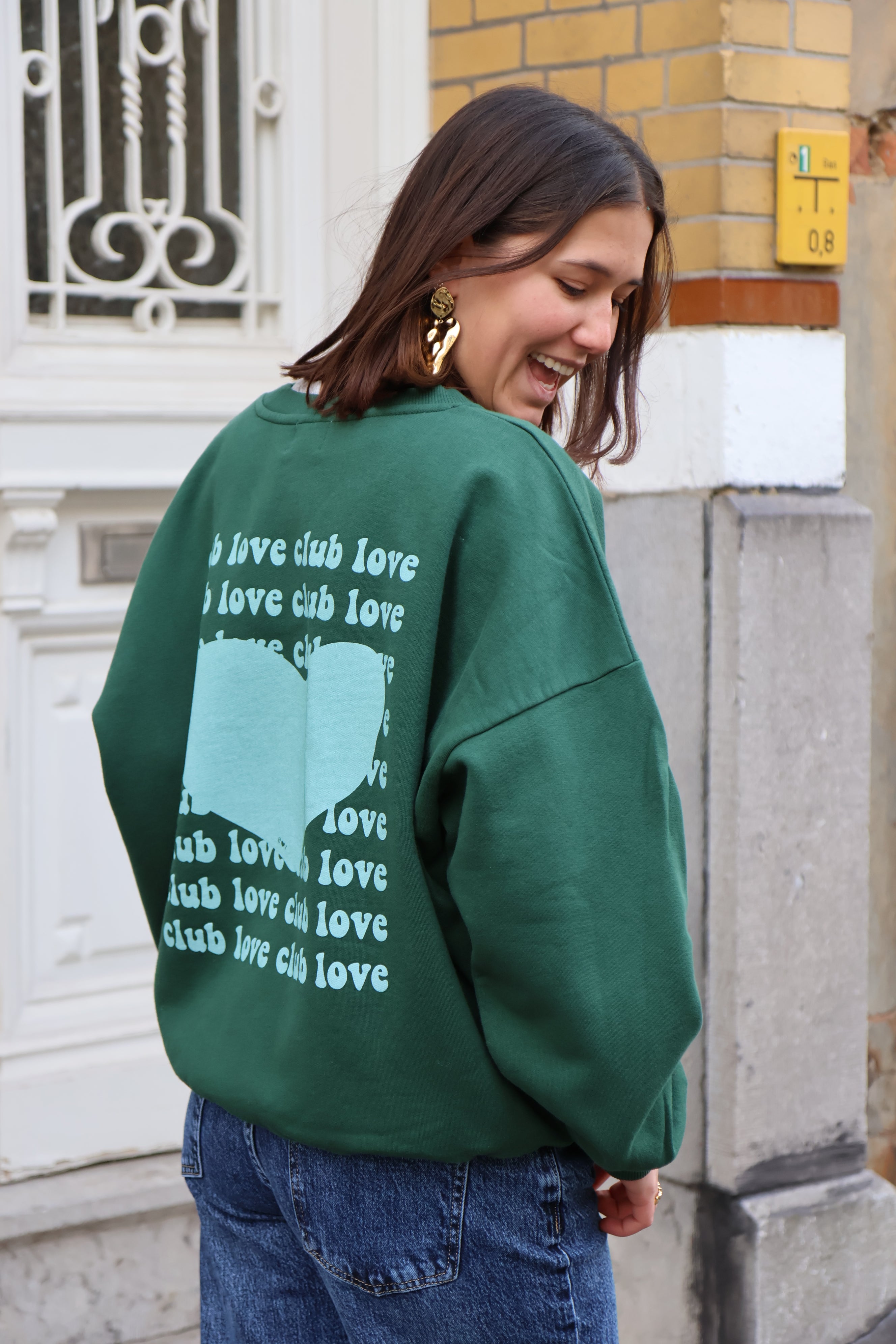 Ella and Rapha Club Love felpa verde loose fit