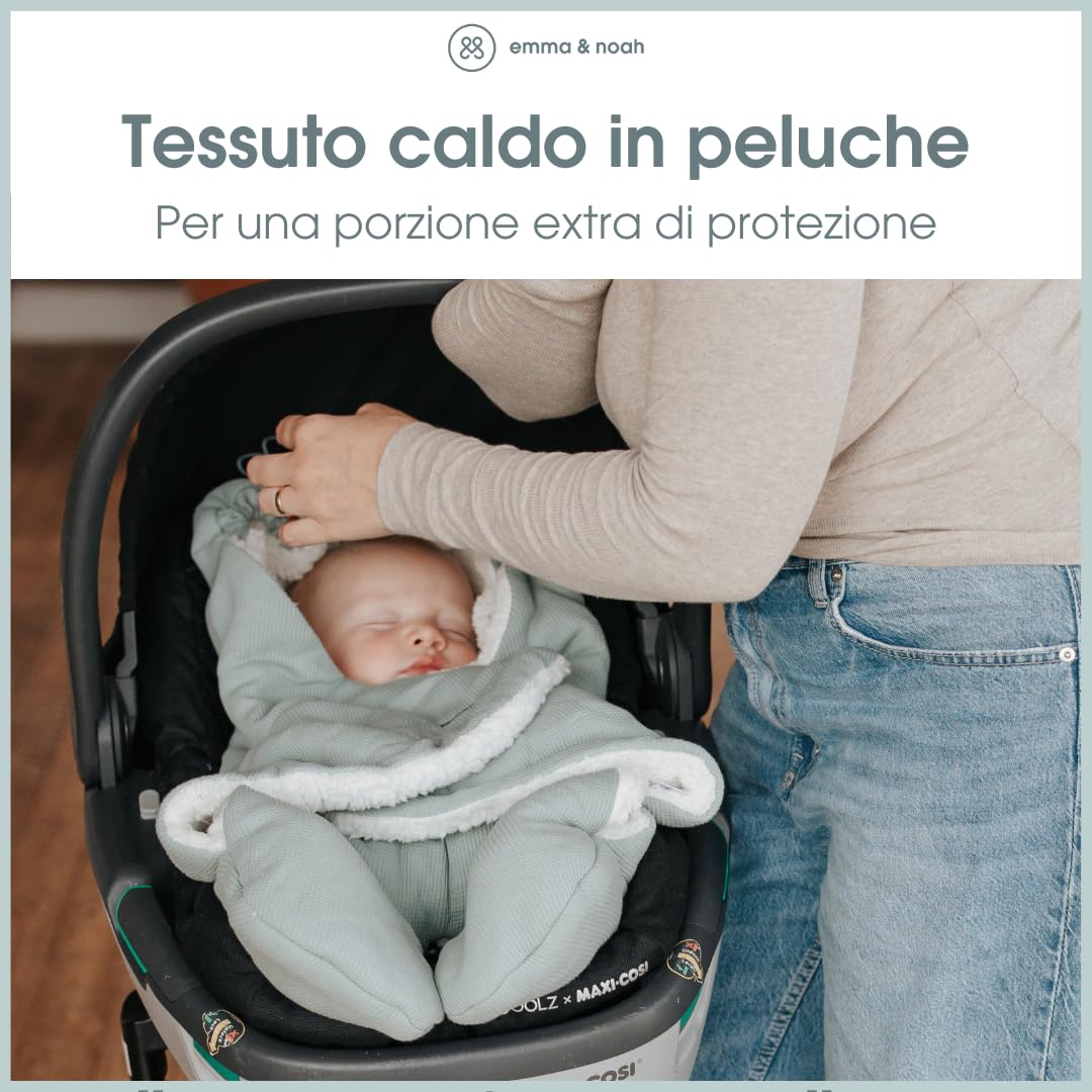 emma & noah Coperta ovetto con piedini Essential Mint trapuntata