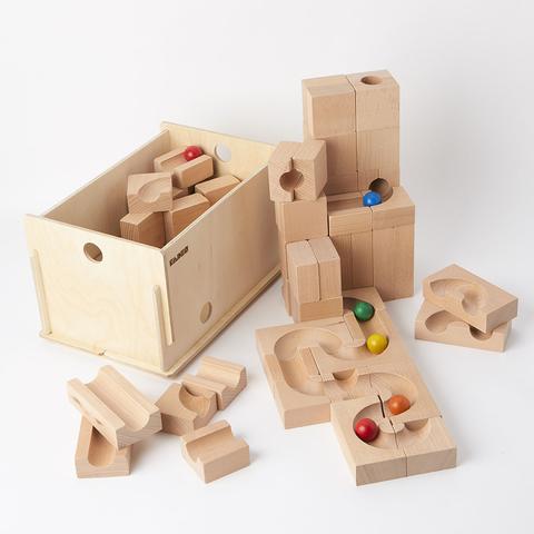 Kaden Set misto 64 pezzi pista biglie legno