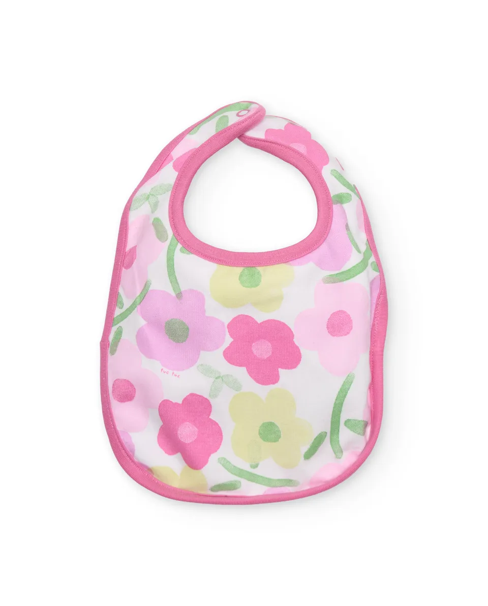 Tuc Tuc bavaglini neonata rosa 2 pezzi floreali cotone