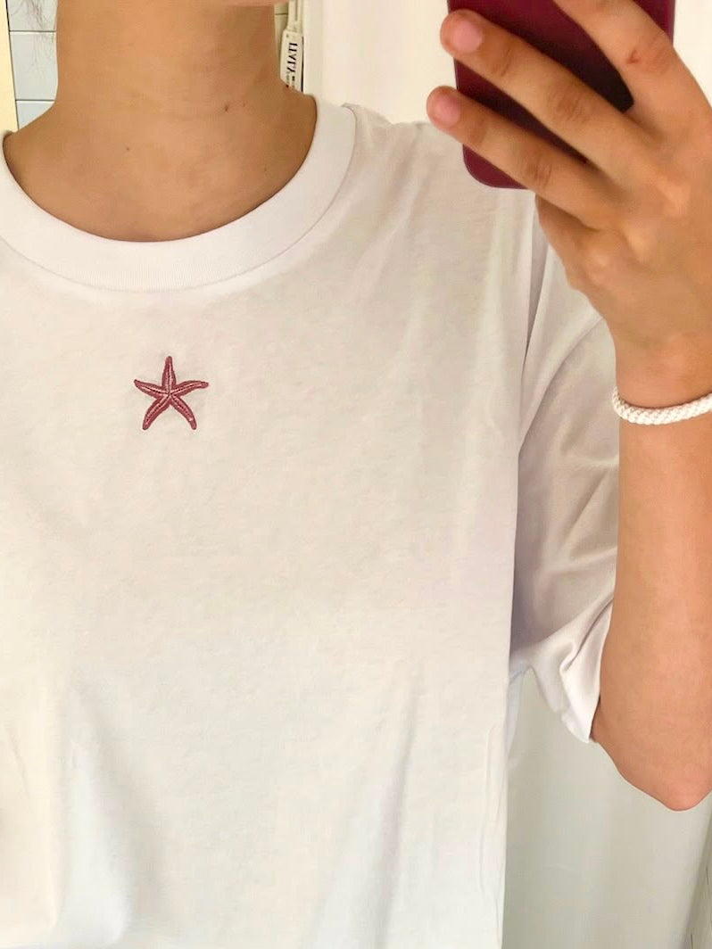 Ella and Rapha STARFISH t-shirt donna bianca cotone