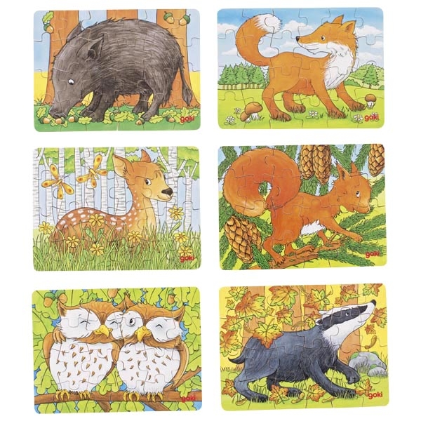 Goki Mini Puzzle Legno Animali Volpe 24 Pezzi