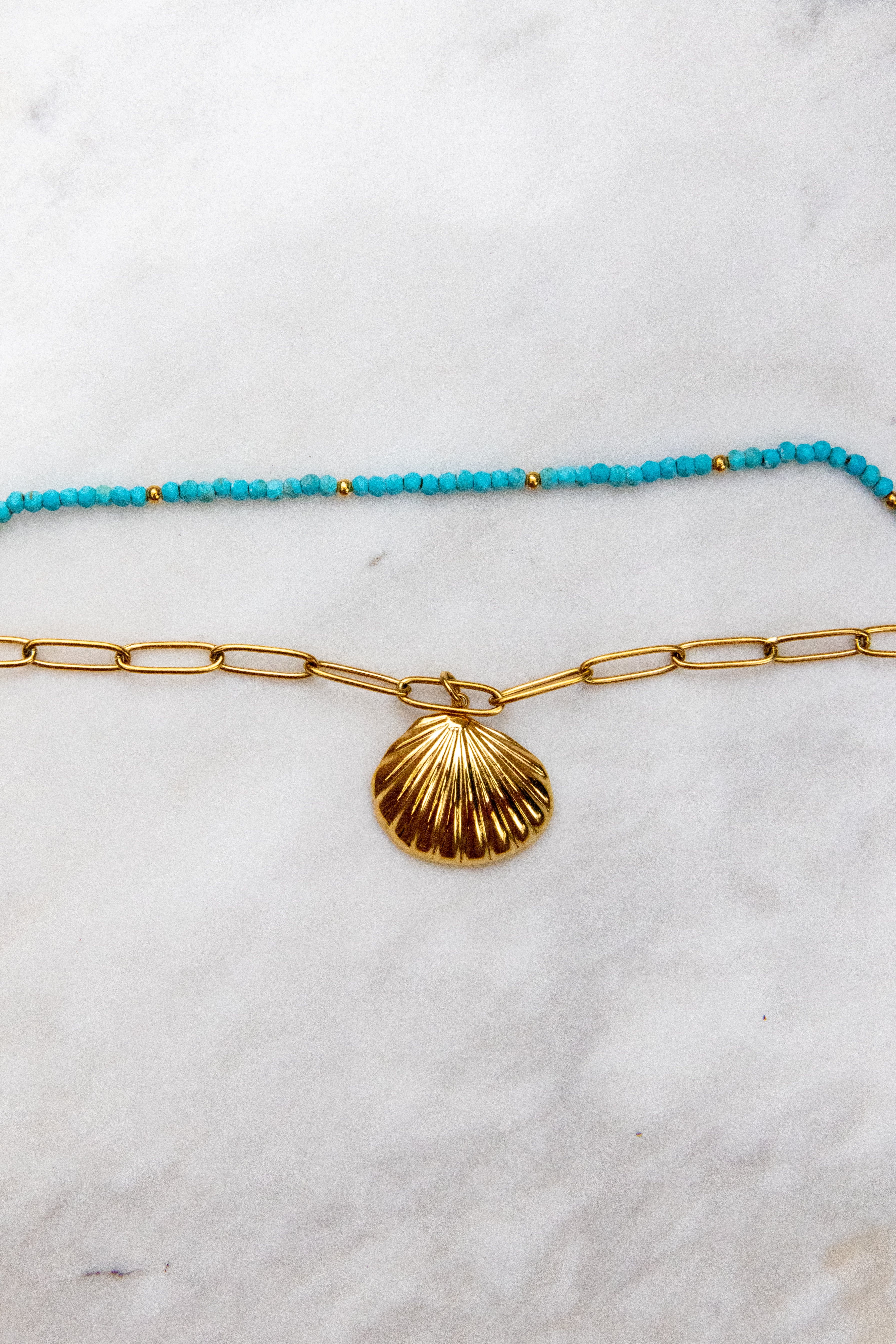 Ella and Rapha Double Pearls Shell bracciale oro conchiglia acciaio