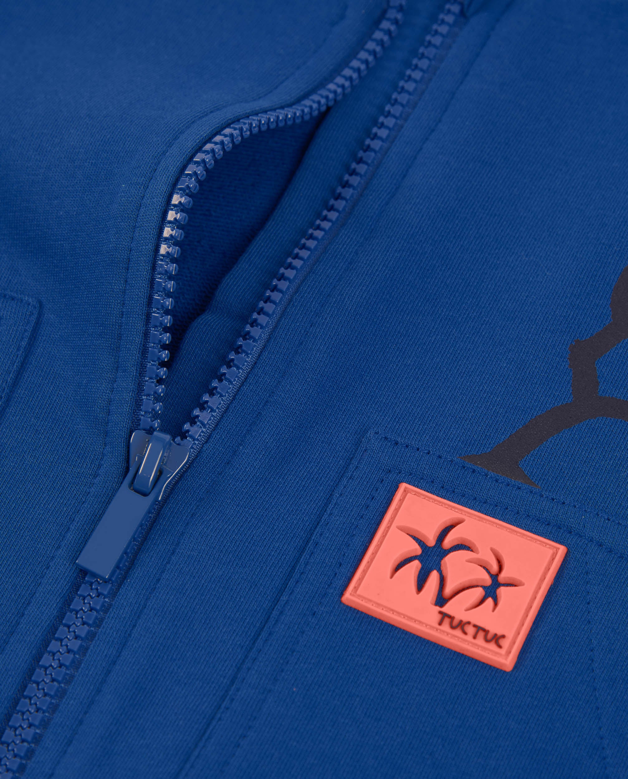 Tuc Tuc Felpa Bimbo con Zip Blu Navy Stampa Mare