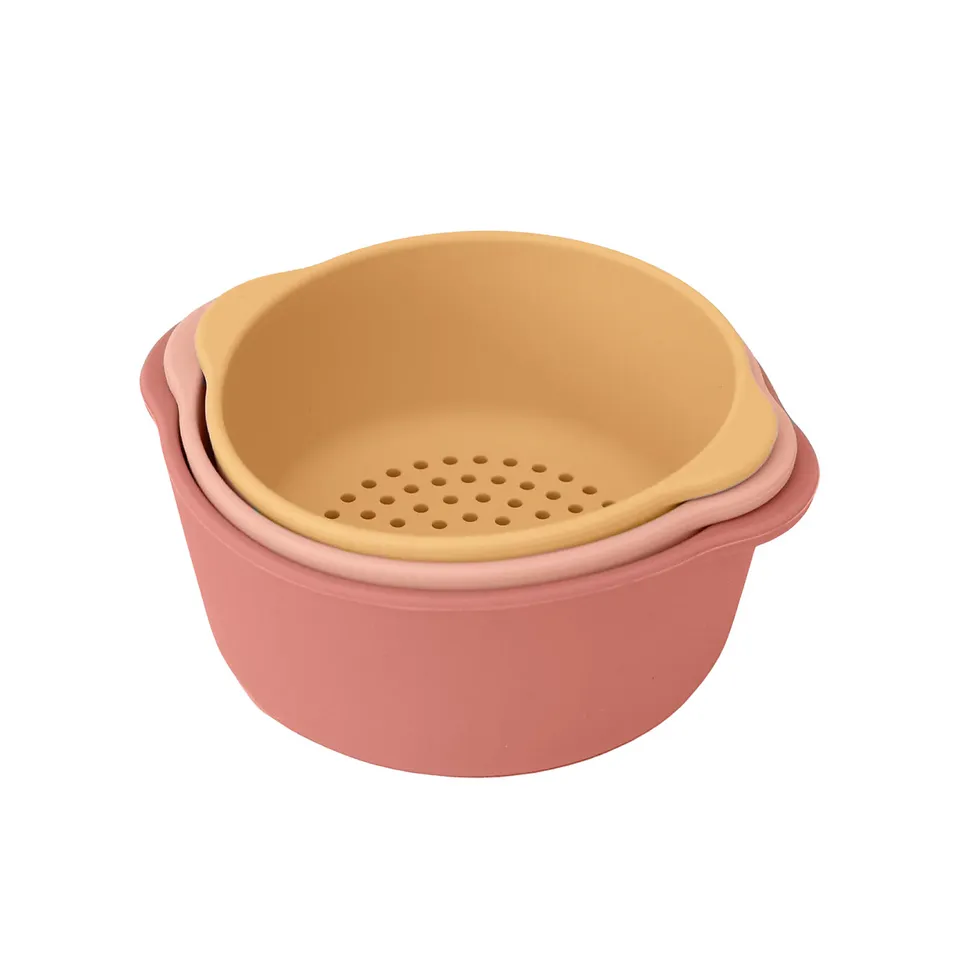 Inspire My Play ciotole impilabili silicone rosso-giallo 3 pezzi