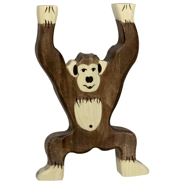 Holztiger scimpanzè figura in legno dipinta a mano