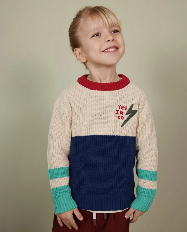 Tuc Tuc Maglione Bambino Ecrù Tricot Color Block