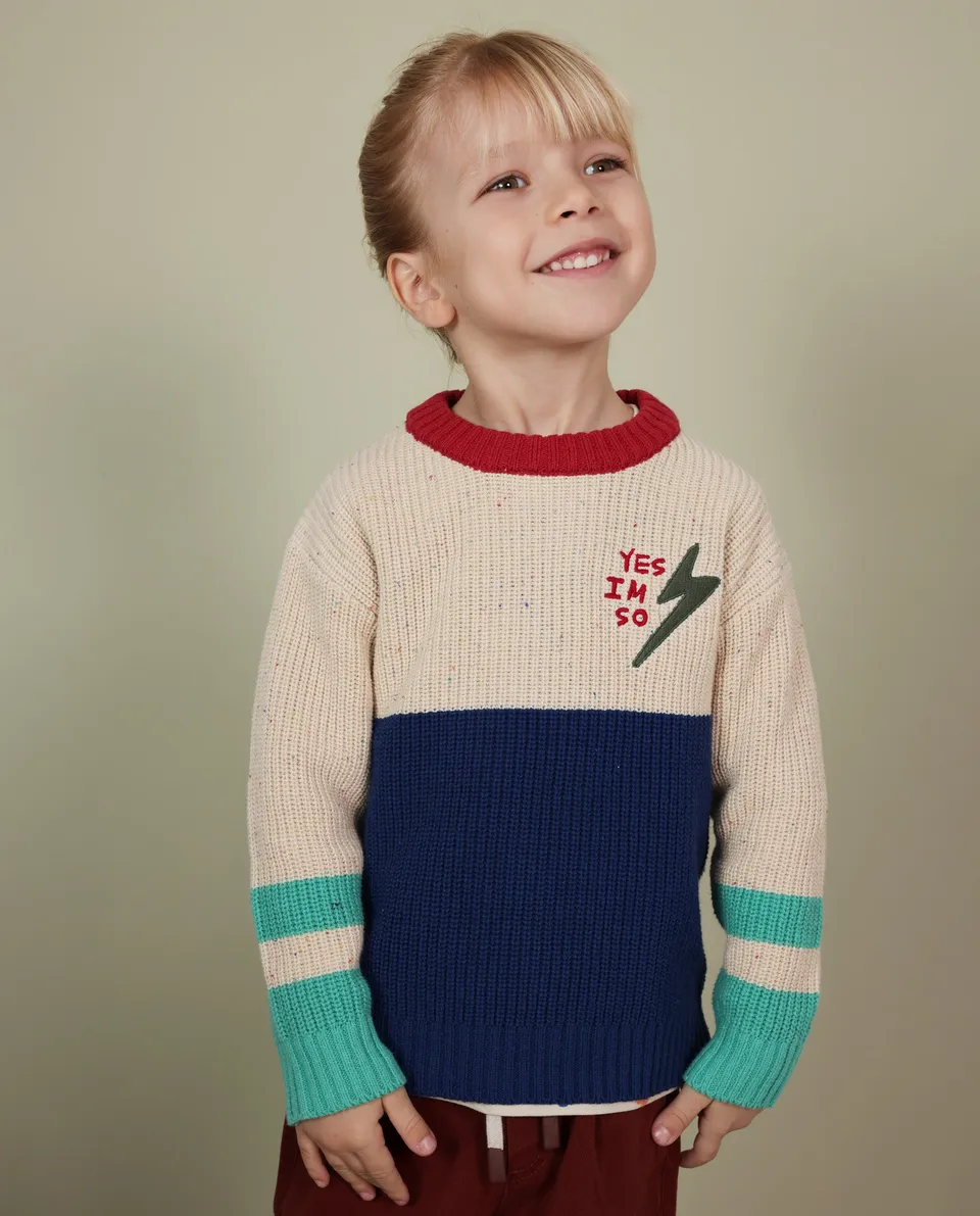 Tuc Tuc Maglione Bambino Ecrù Tricot Color Block