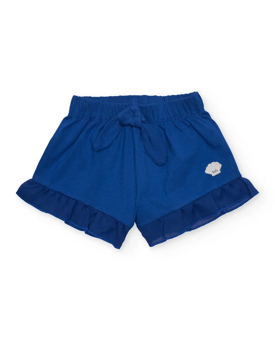 Tuc Tuc shorts bambina blu navy balza fiocco conchiglia