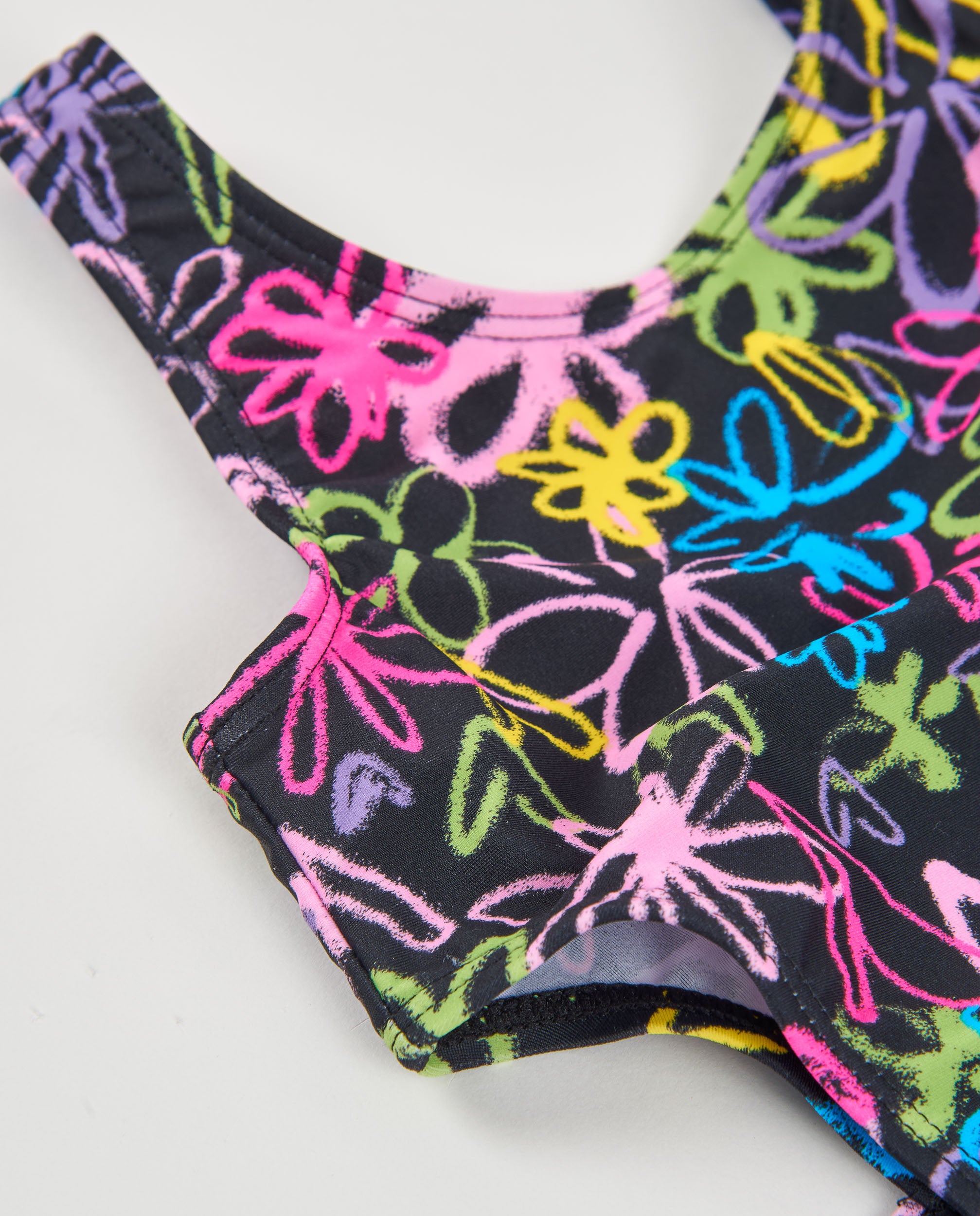 Tuc Tuc Costume Intero Bambina Nero Fiori Ritagli