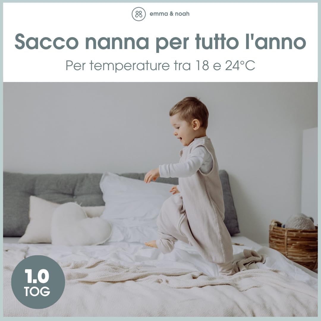 emma & noah sacco nanna piedi cotone bio beige 90 cm