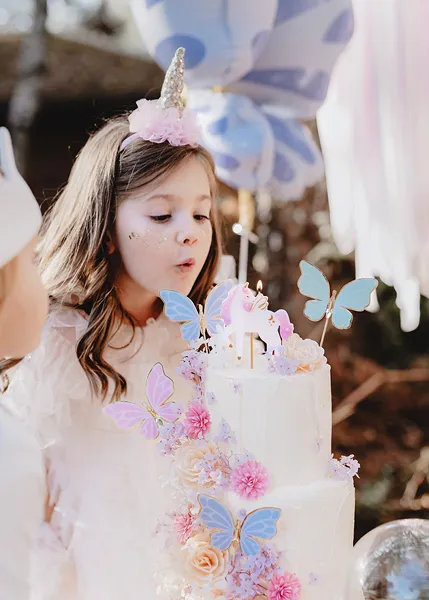 PartyDeco Unicorno candelina compleanno 9 cm