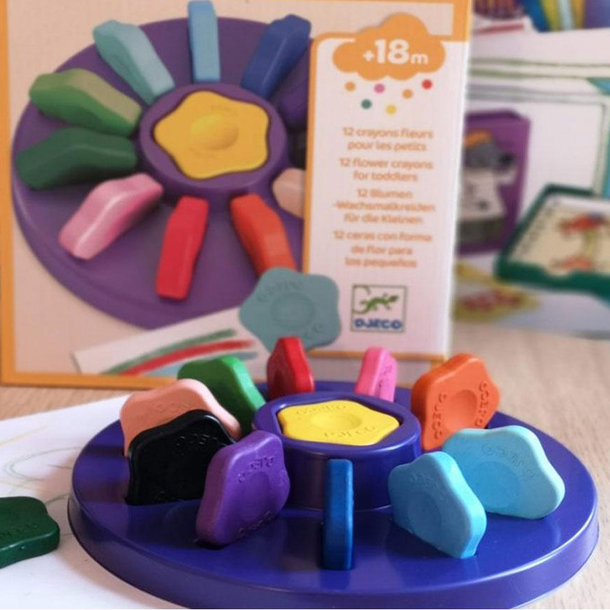 Djeco Set 12 Pastelli a Cera Fiore Ergonomici