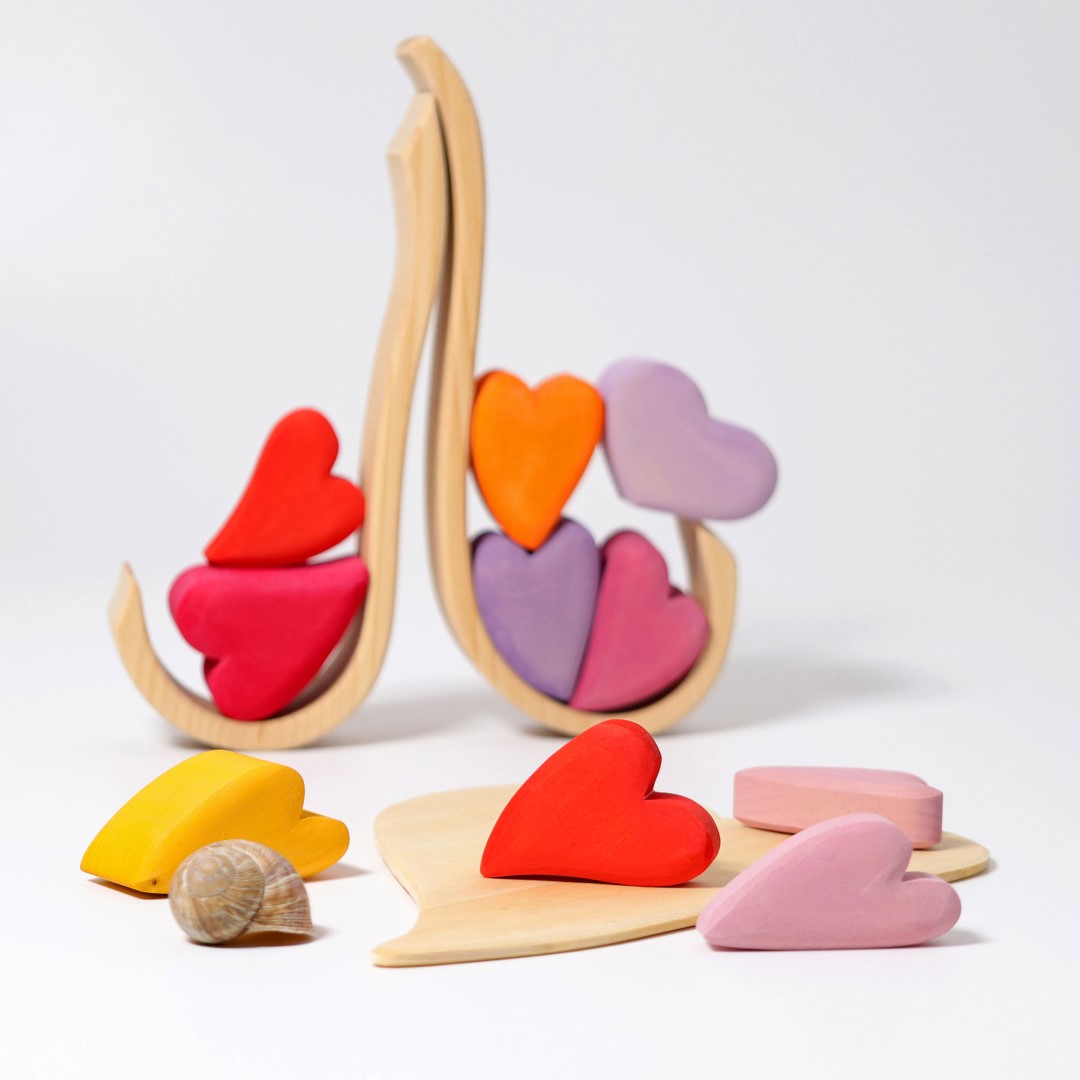 Grimm's Set Costruzioni Cuore Rosso Legno 11 Pezzi