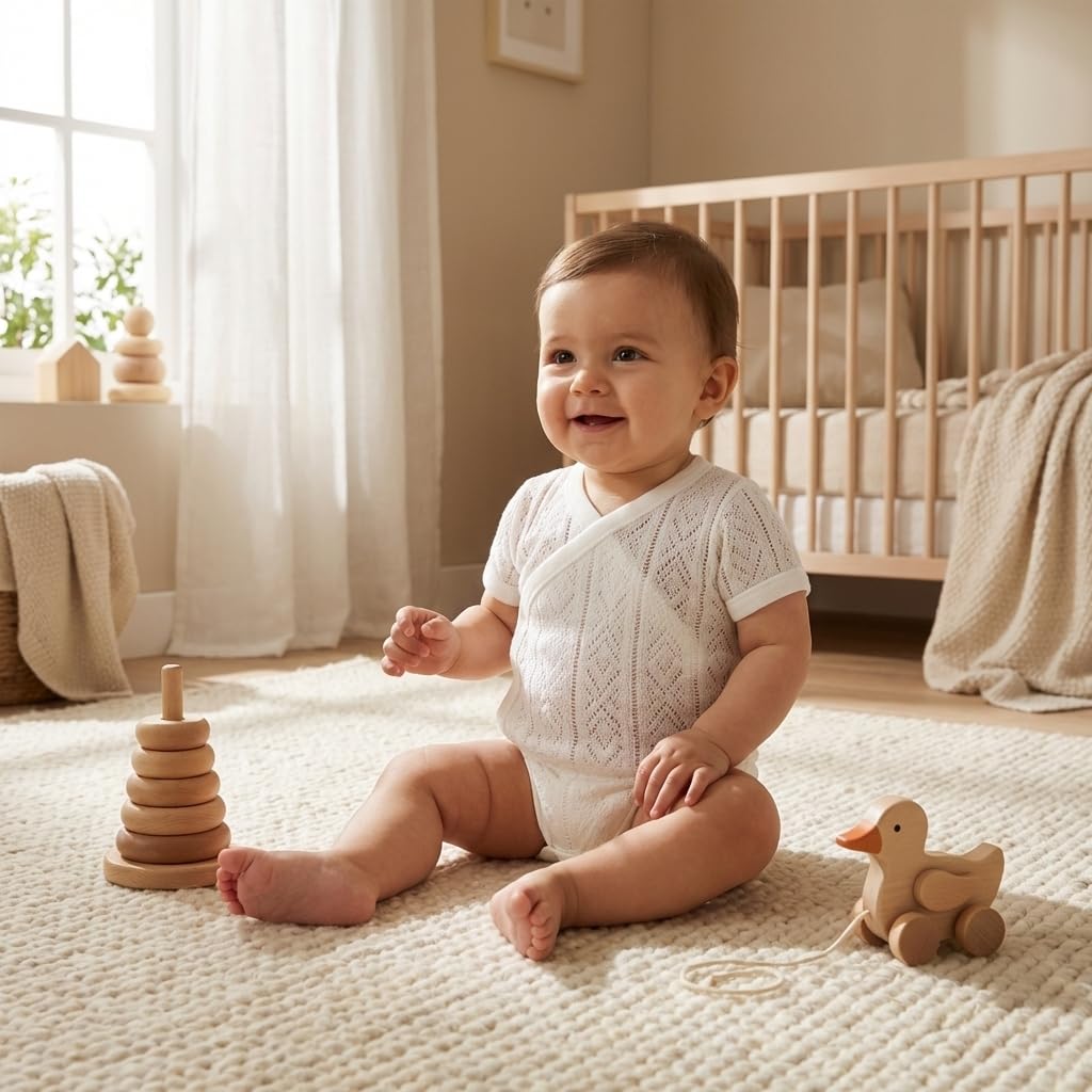 Babidu 1015 body incrociato maniche corte perle prematuro