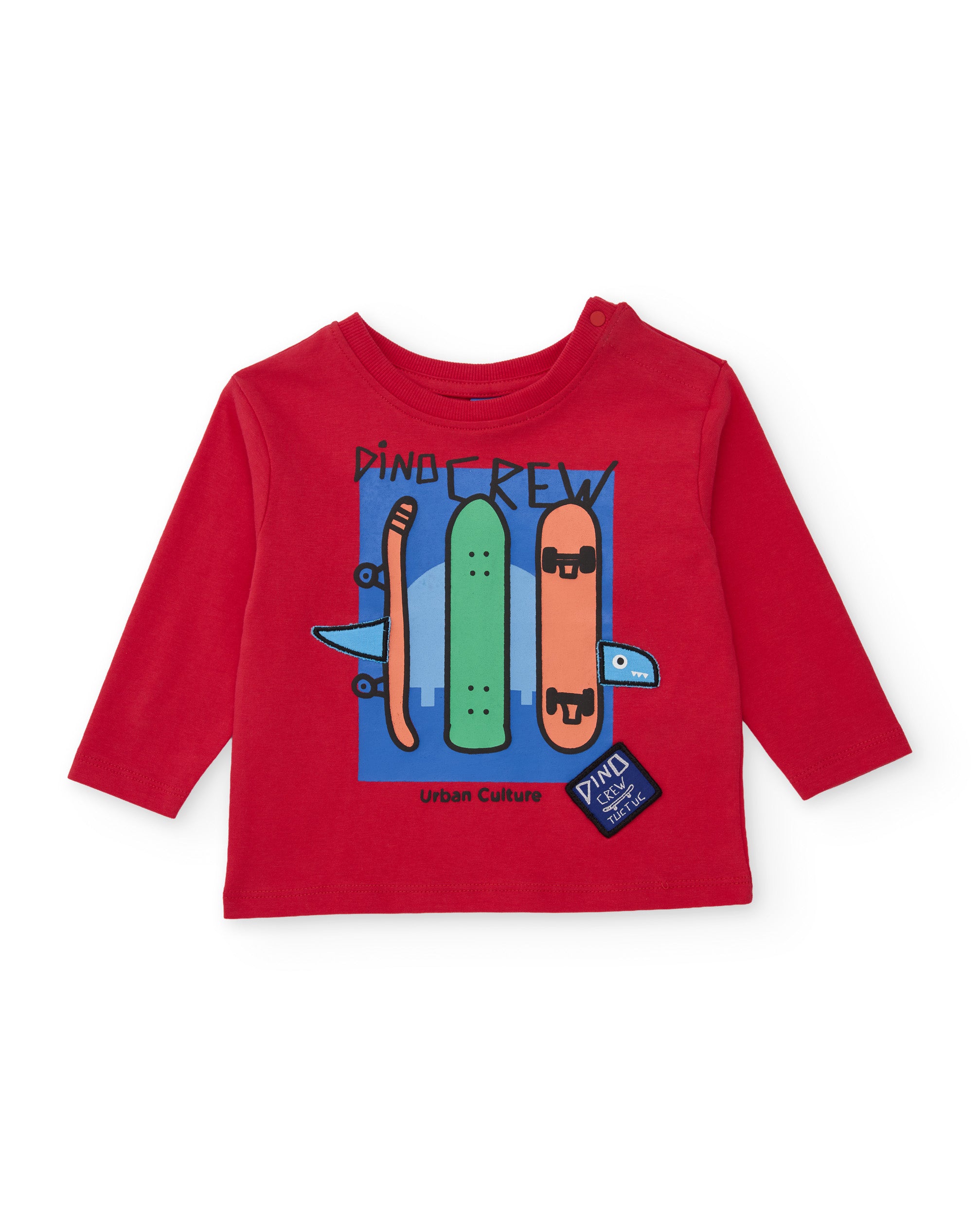 Tuc tuc Dino Roll maglia manica lunga rossa cotone