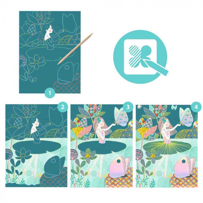 Djeco The Pond carte da grattare 4 carte